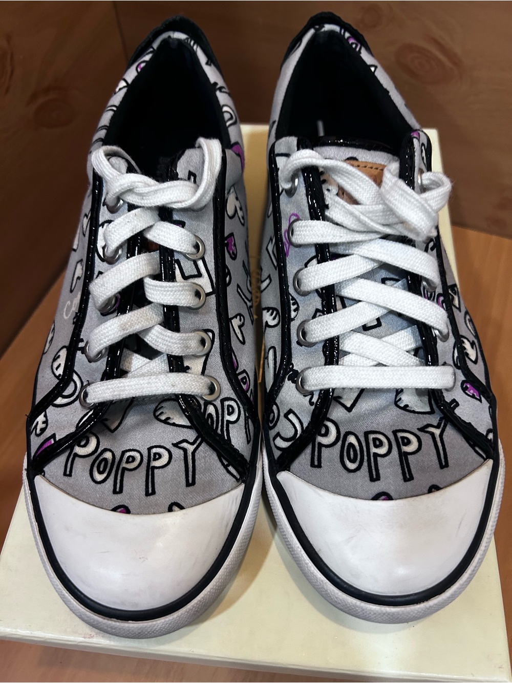 Coach Poppy Women Low-Top Sneakers in White, Black & Purple